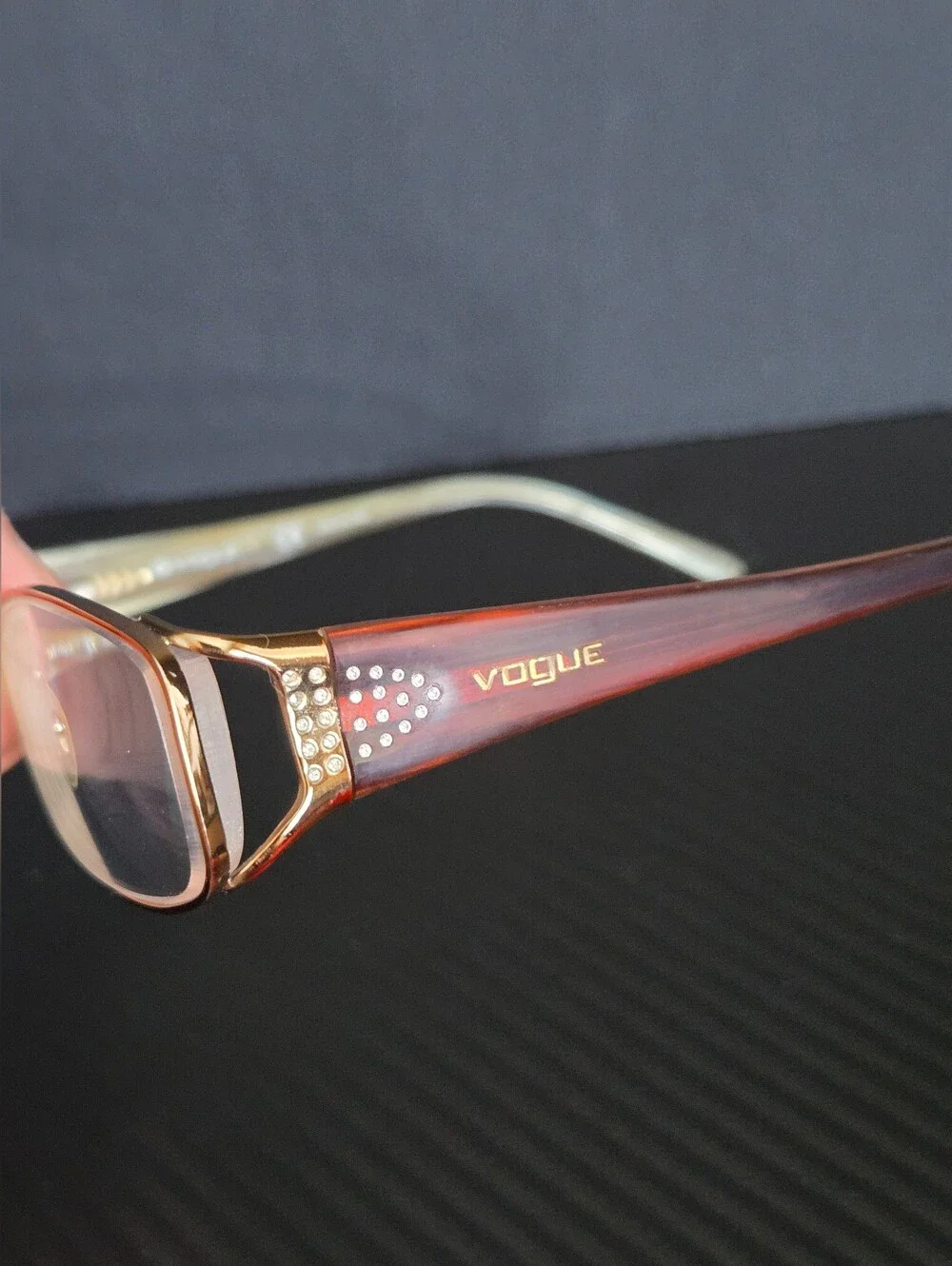 Vogue VO3671-B Frame 53-17-130 Brown & Gold Eyeglass Glasses W/ Rhinestones